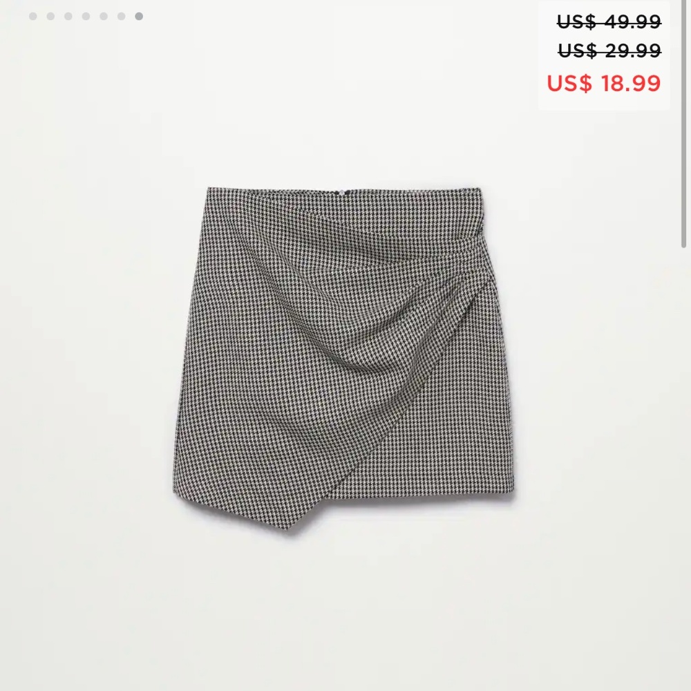 mango checked mini skirt new XXS